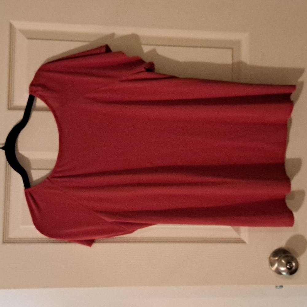 Red Flutter Sleeve Ruffled Blouse - Picture 2 of 2